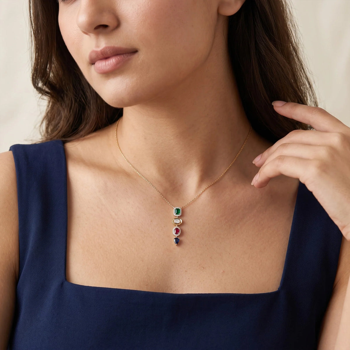 Gold Mosaic Drop Pendant