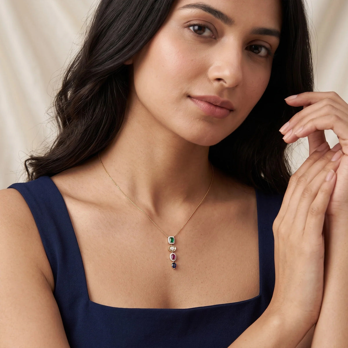 Gold Mosaic Drop Pendant