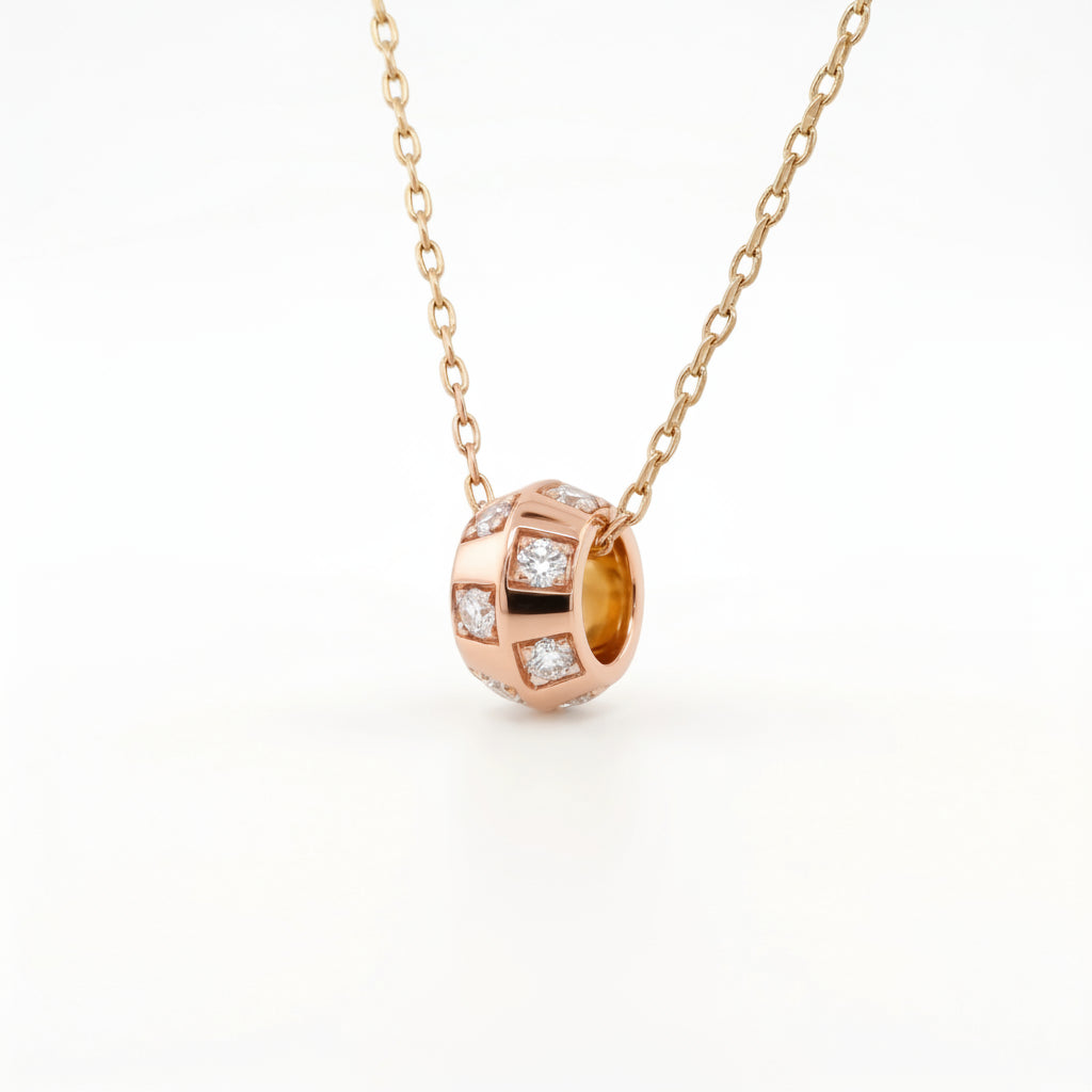 Gold Crystal Barrel Pendant