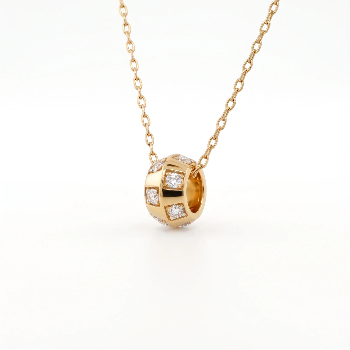 Gold Crystal Barrel Pendant