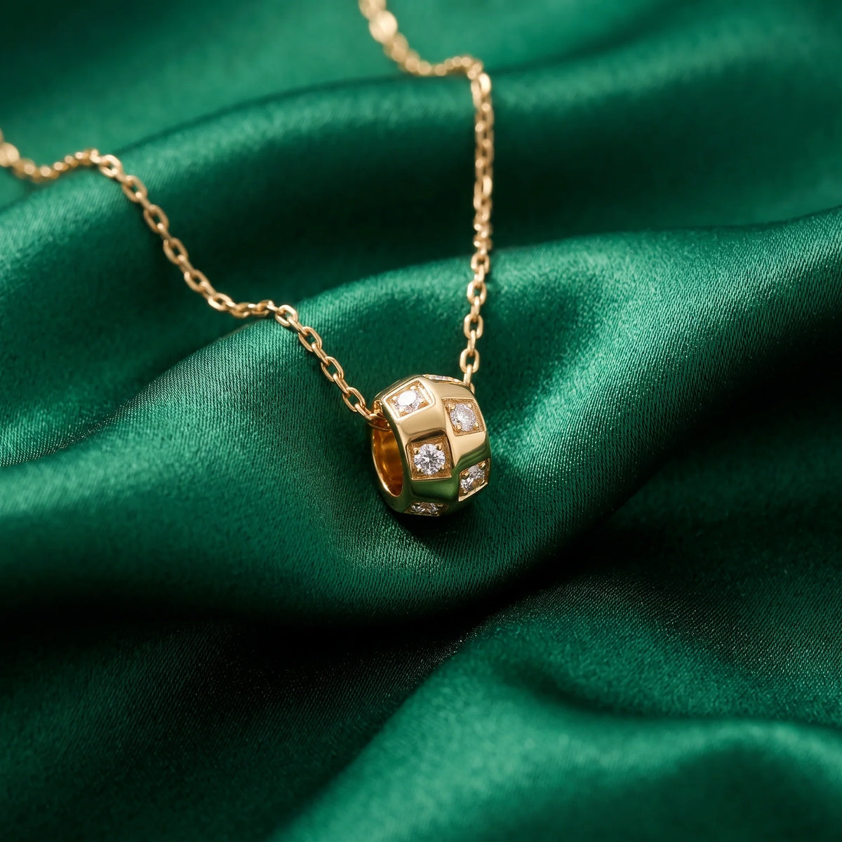 Gold Crystal Barrel Pendant