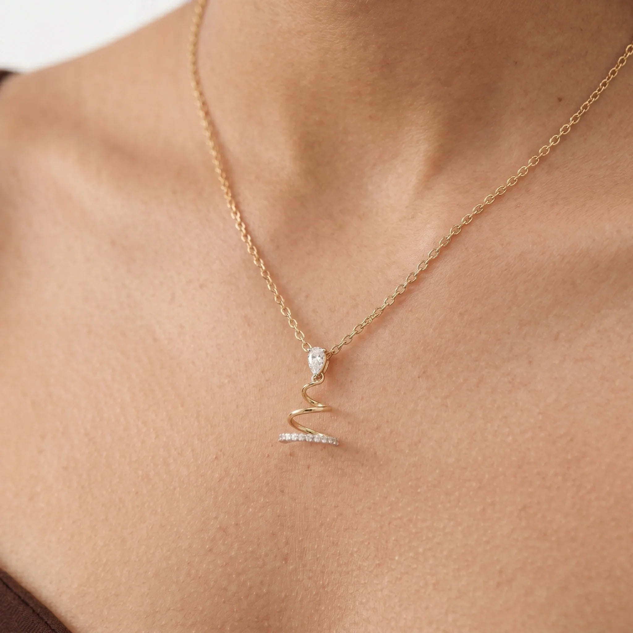 Gold Spiral Drop Pendant