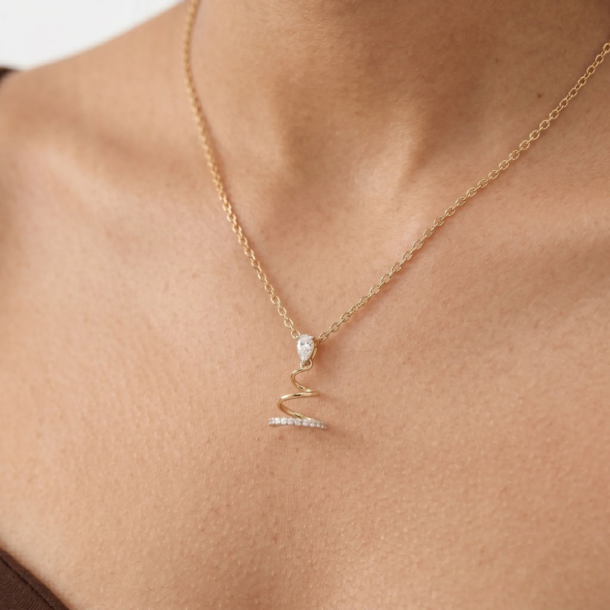 Gold Spiral Drop Pendant
