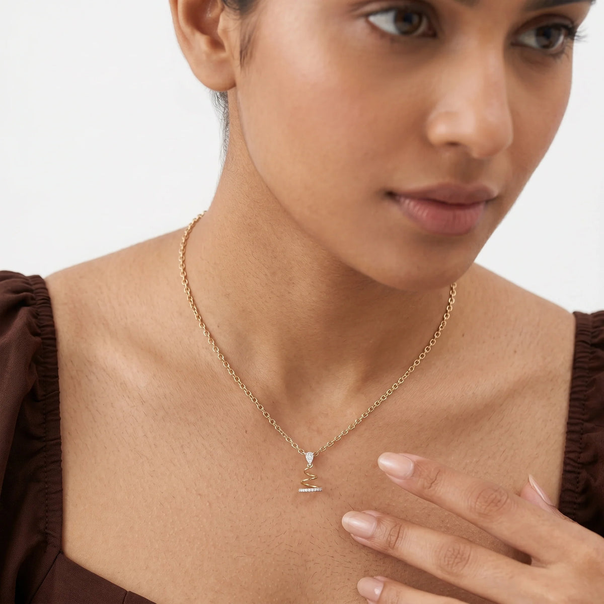 Gold Spiral Drop Pendant