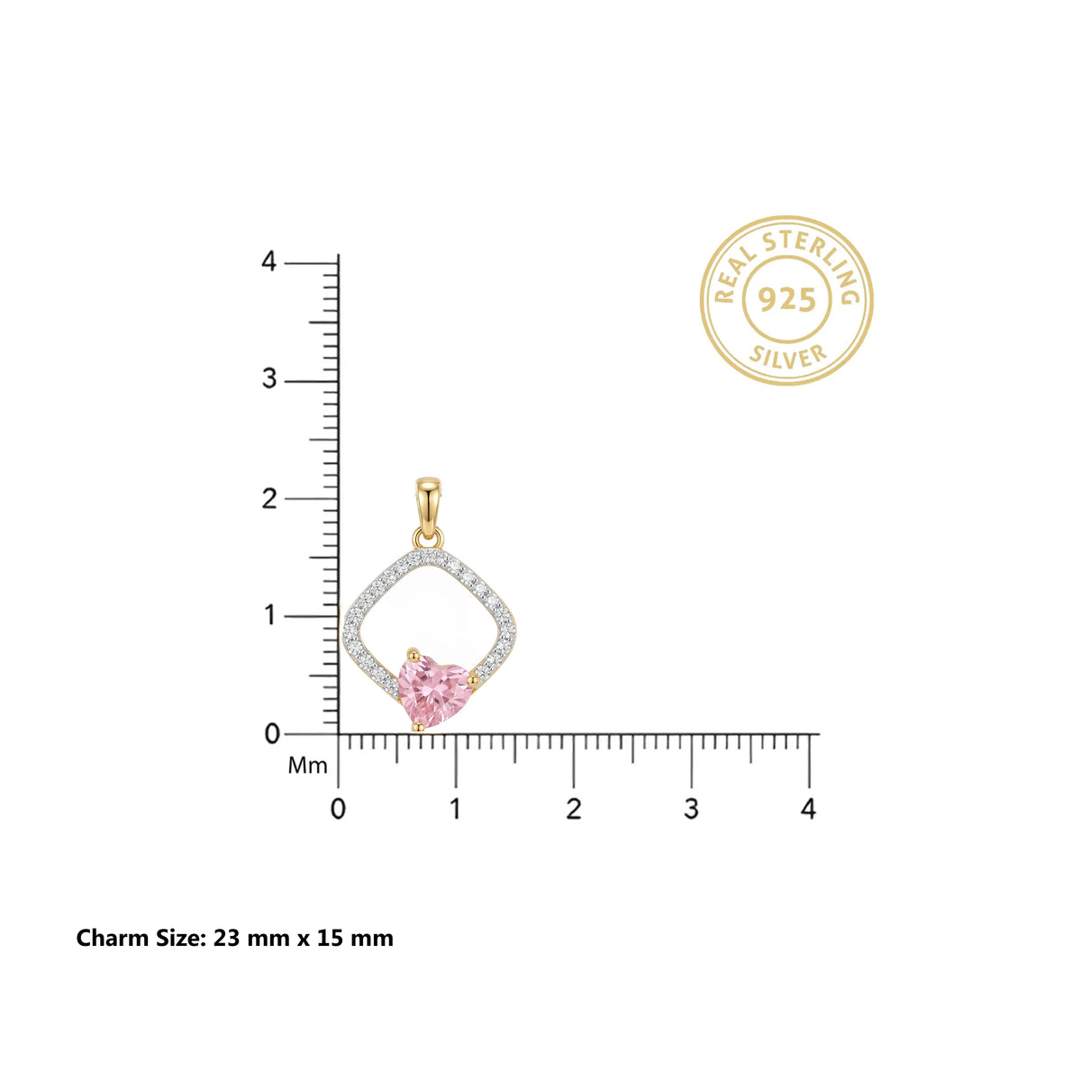 Gold Pink Heart Halo Pendant