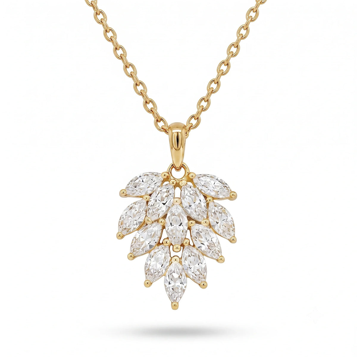 Gold Marquise Leaf Pendant