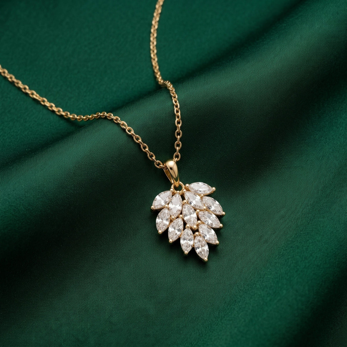 Gold Marquise Leaf Pendant