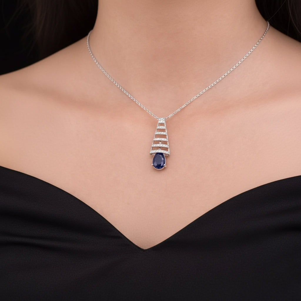 Blue Sapphire Drop Pendant