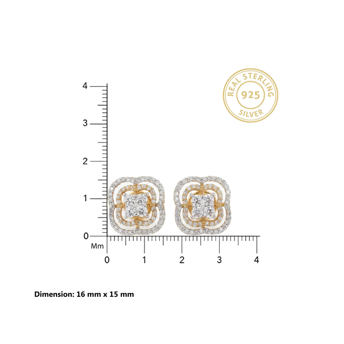 Gold Clover Halo Stud Earrings