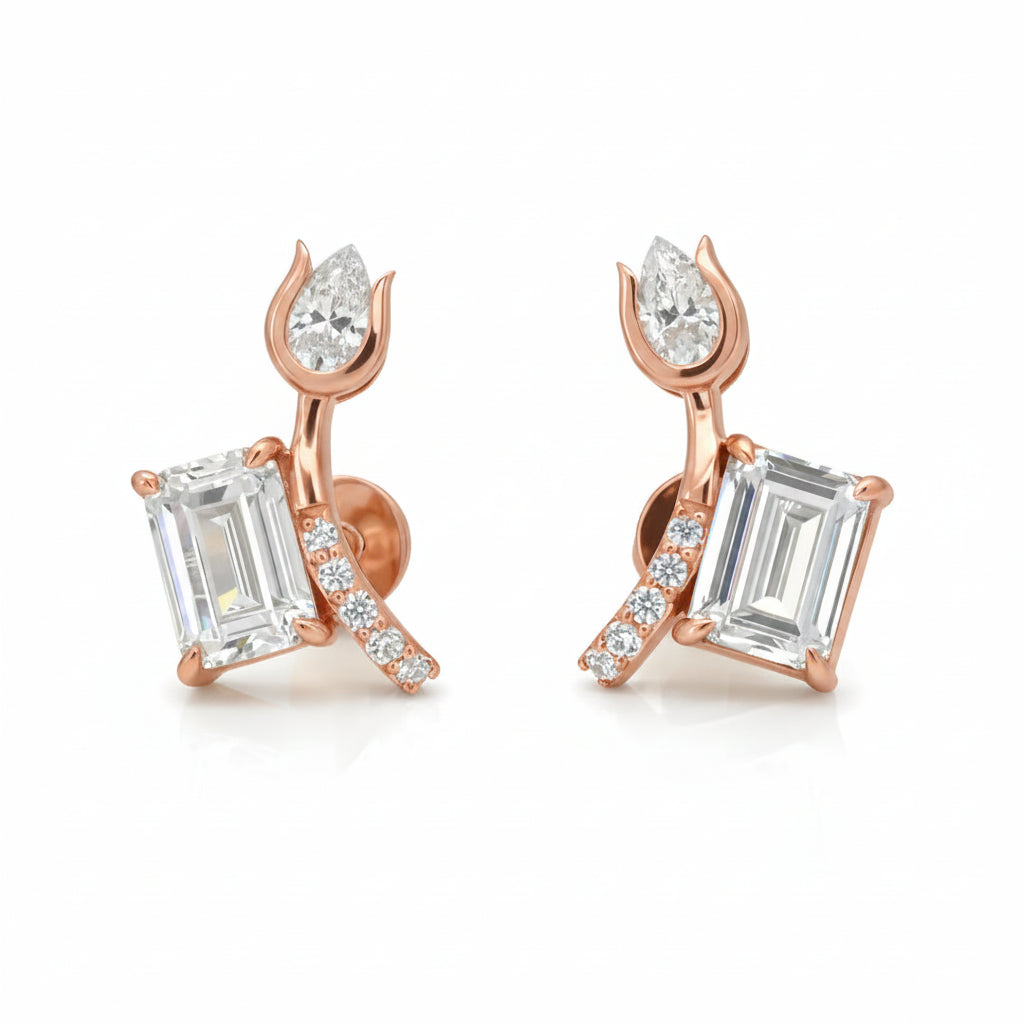 Tulip Emerald Stud Earrings