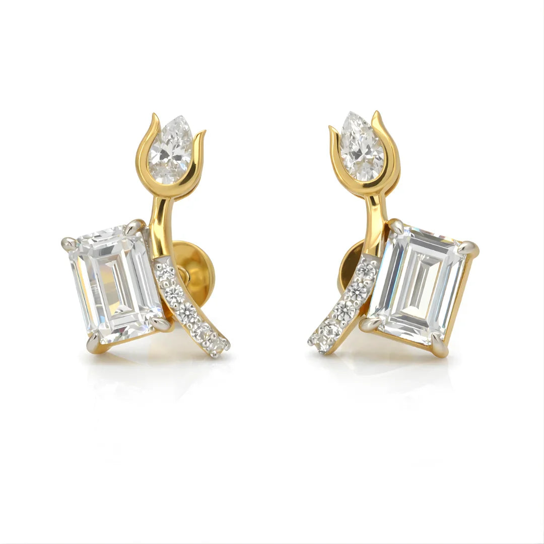 Tulip Emerald Stud Earrings