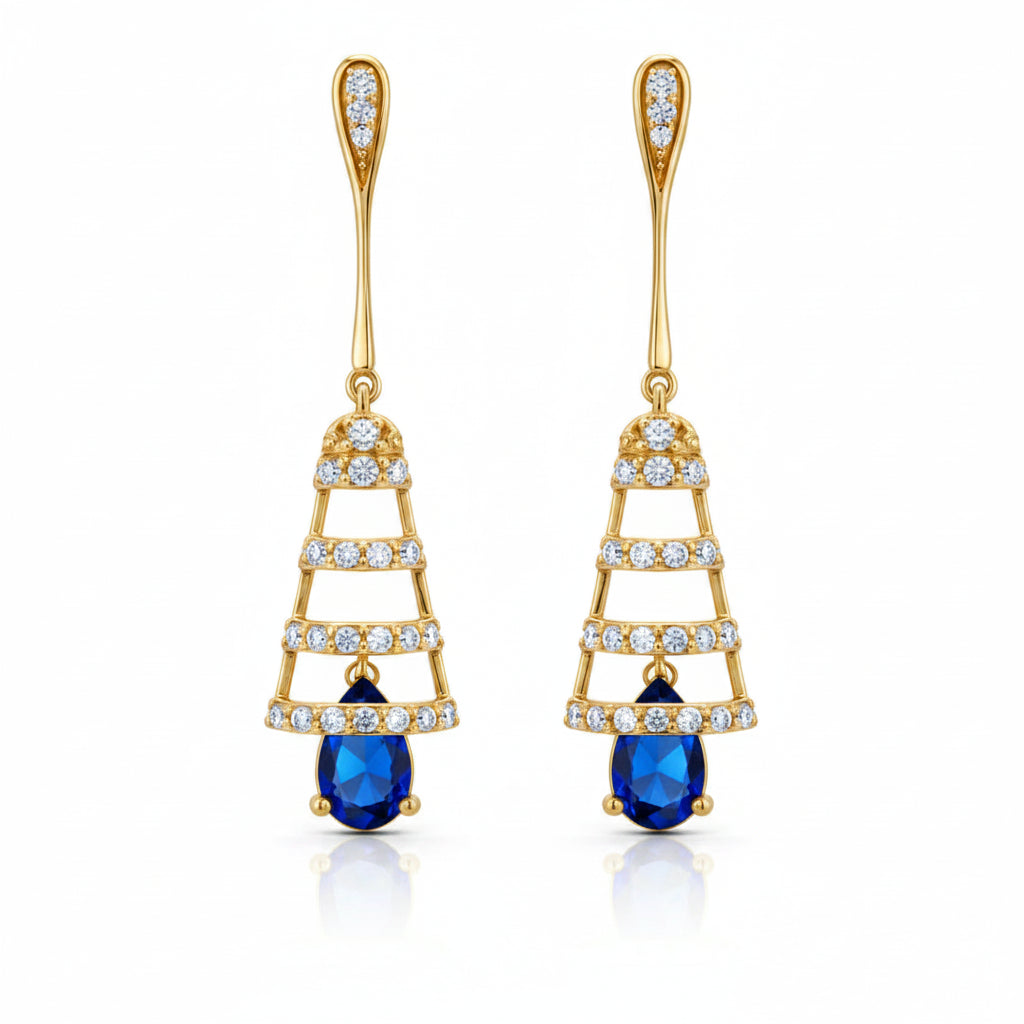 Blue Sapphire Drop Earrings
