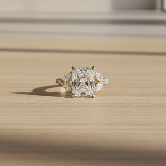 Radiant Crown Solitaire Ring