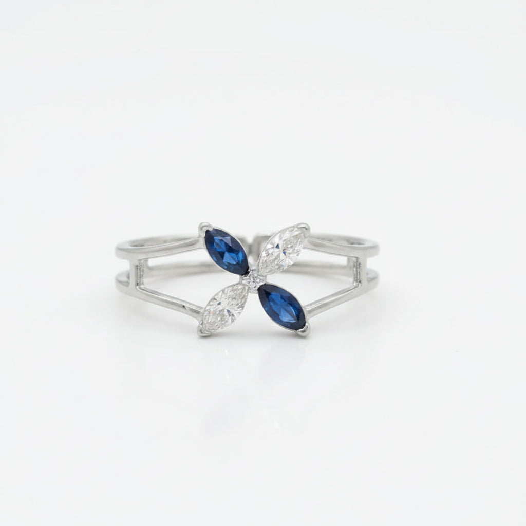 Gold Azure Petal Frame Ring