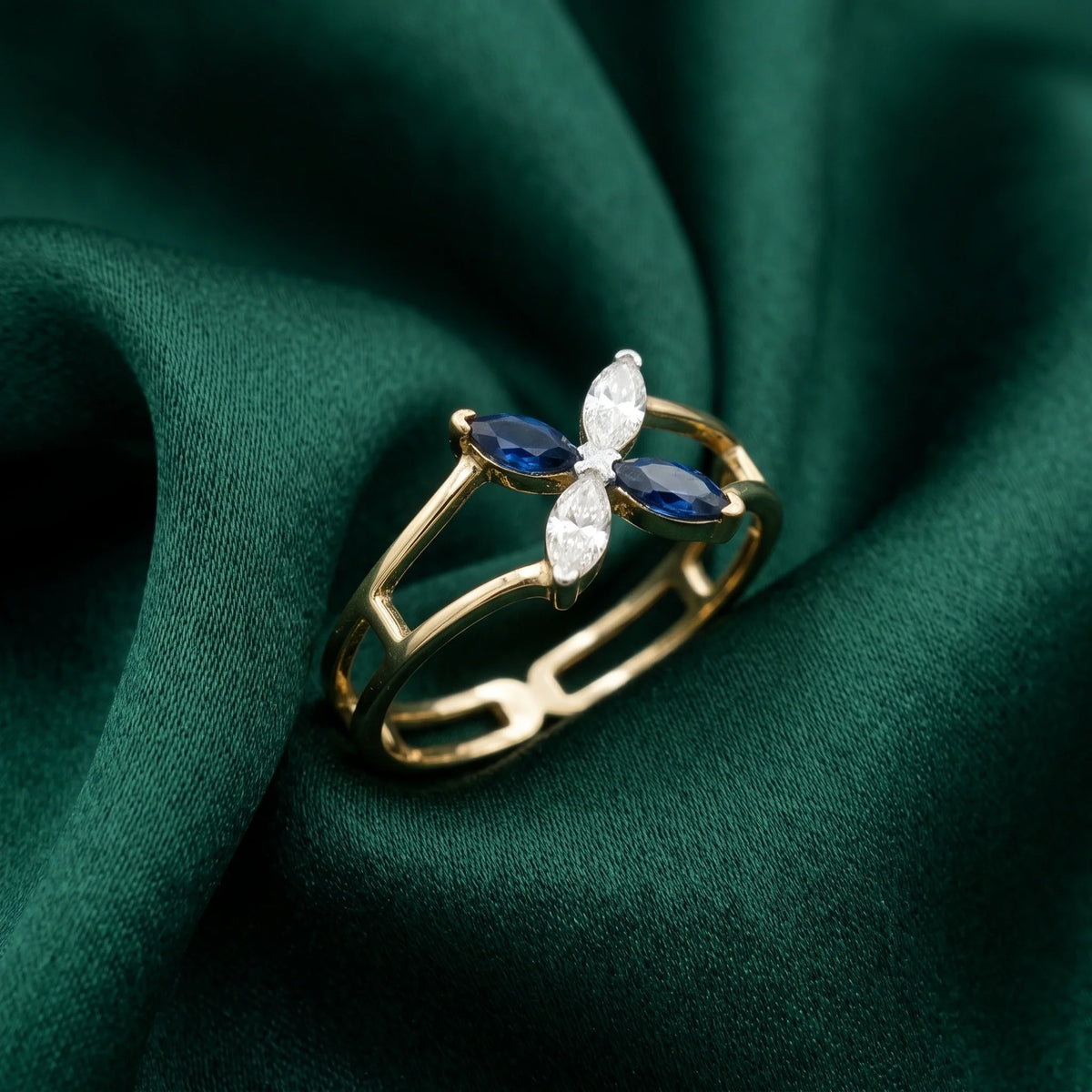 Gold Azure Petal Frame Ring