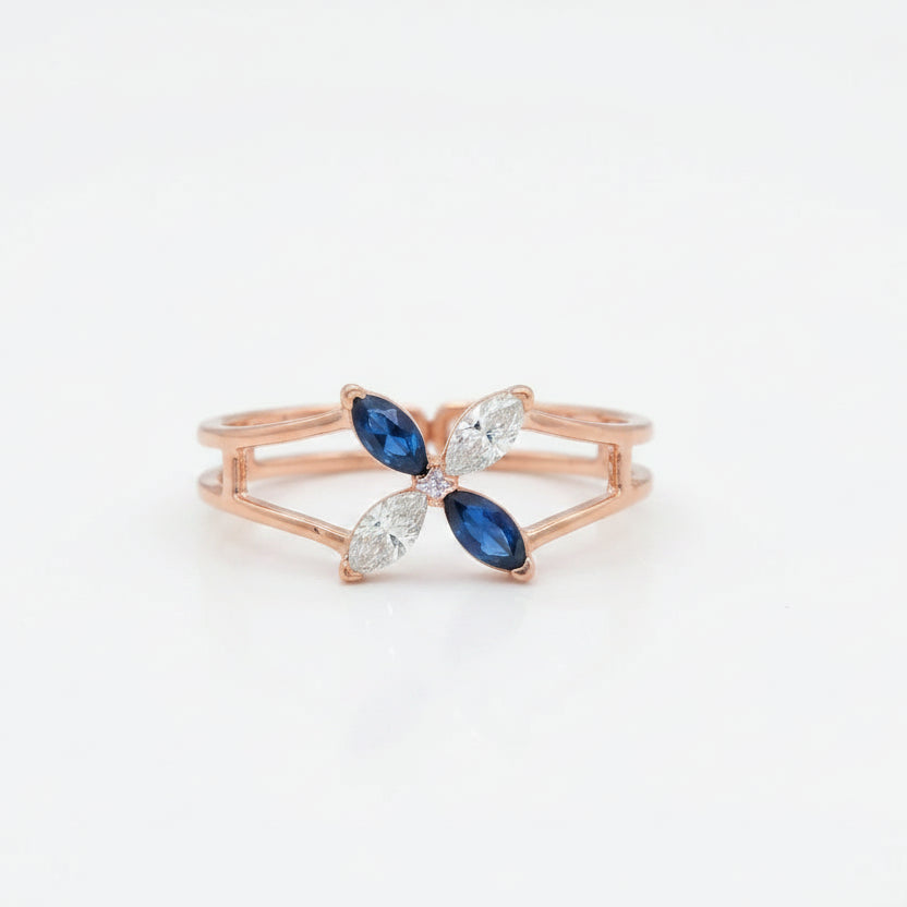 Gold Azure Petal Frame Ring
