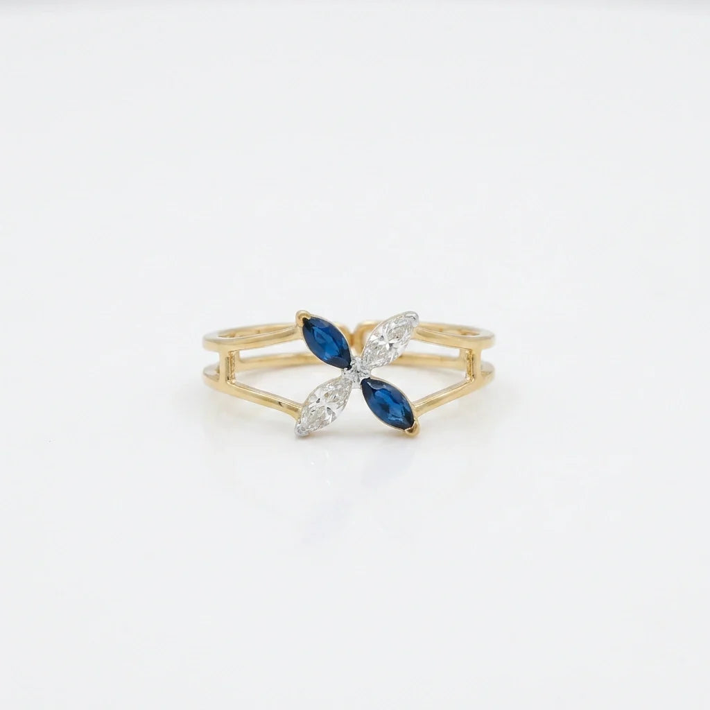 Gold Azure Petal Frame Ring
