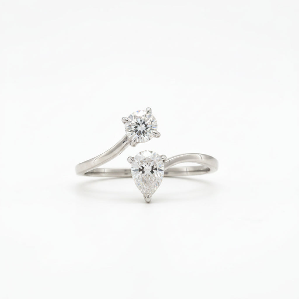 Gold Duet Pear Bypass Ring