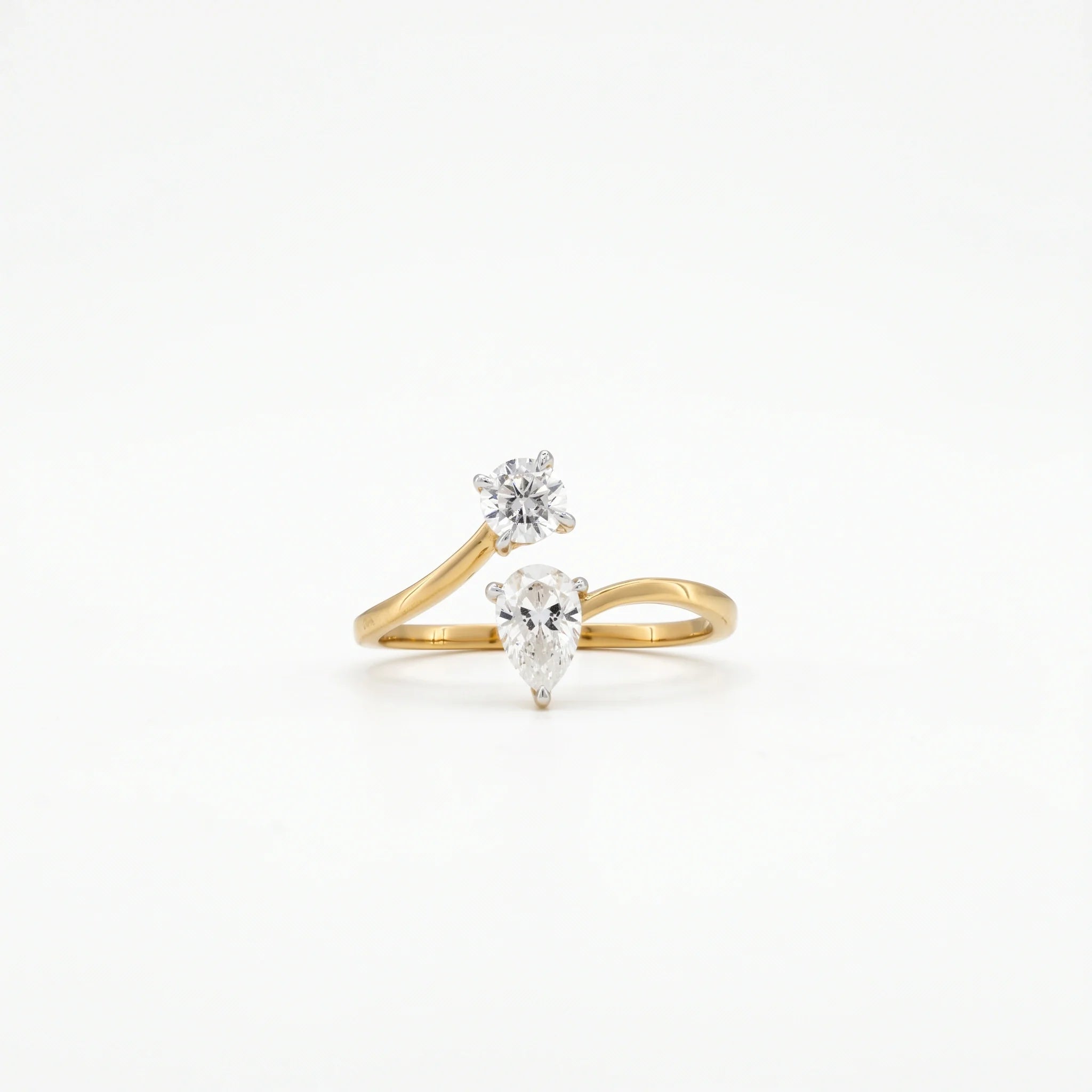 Gold Duet Pear Bypass Ring
