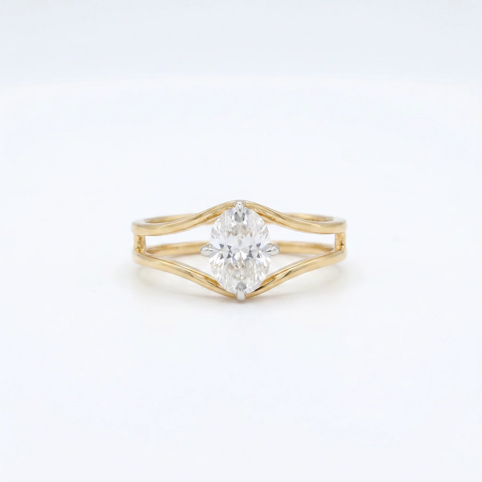 Gold Marquise Split Ring