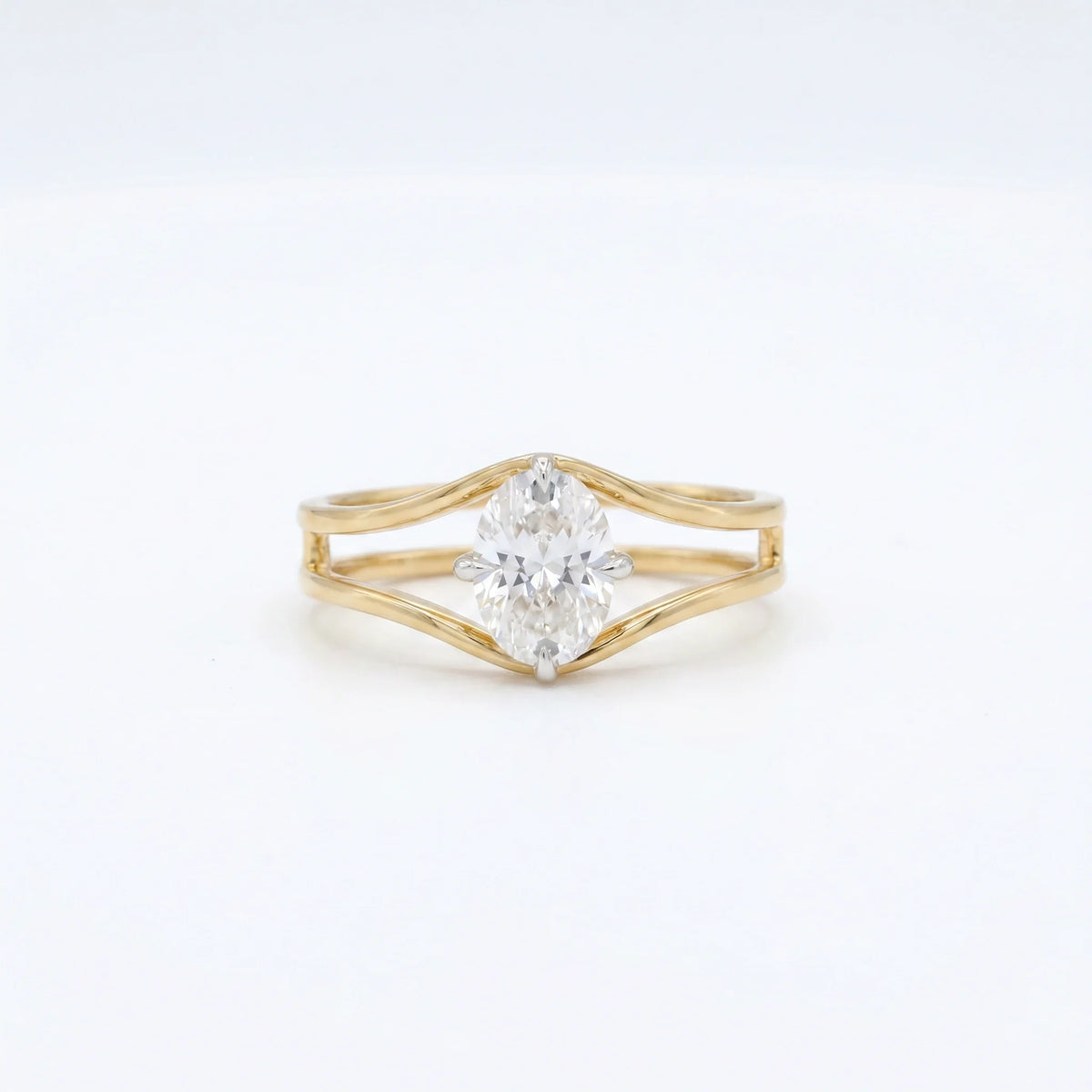 Gold Marquise Split Ring
