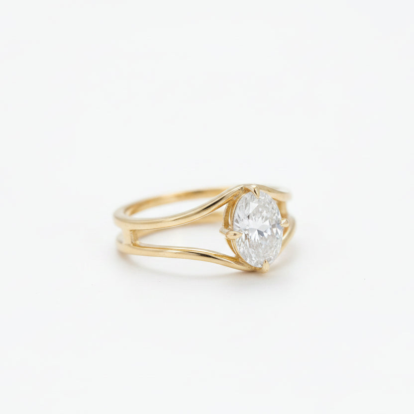 Gold Marquise Split Ring
