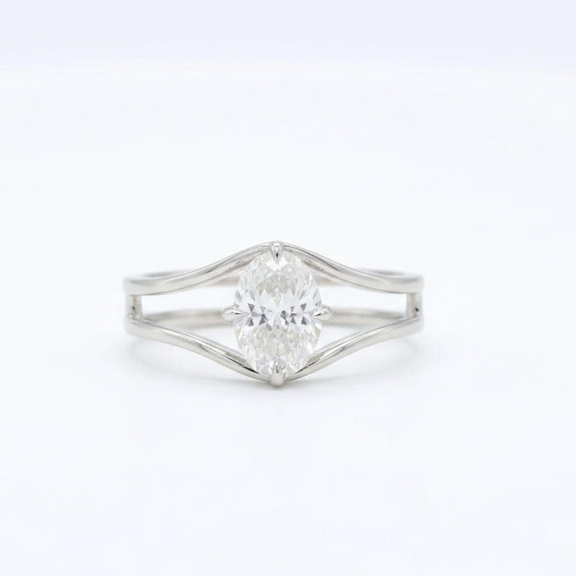 Gold Marquise Split Ring