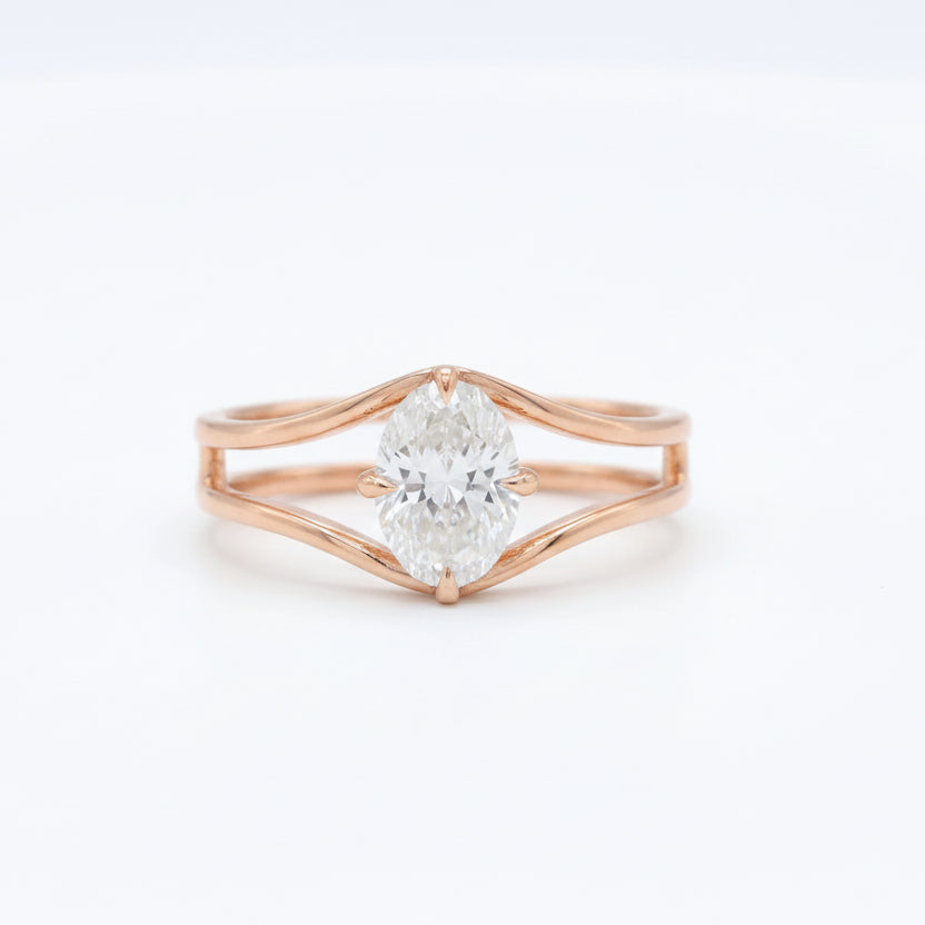 Gold Marquise Split Ring