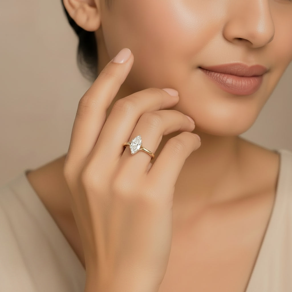 Tulip Marquise Solitaire Ring