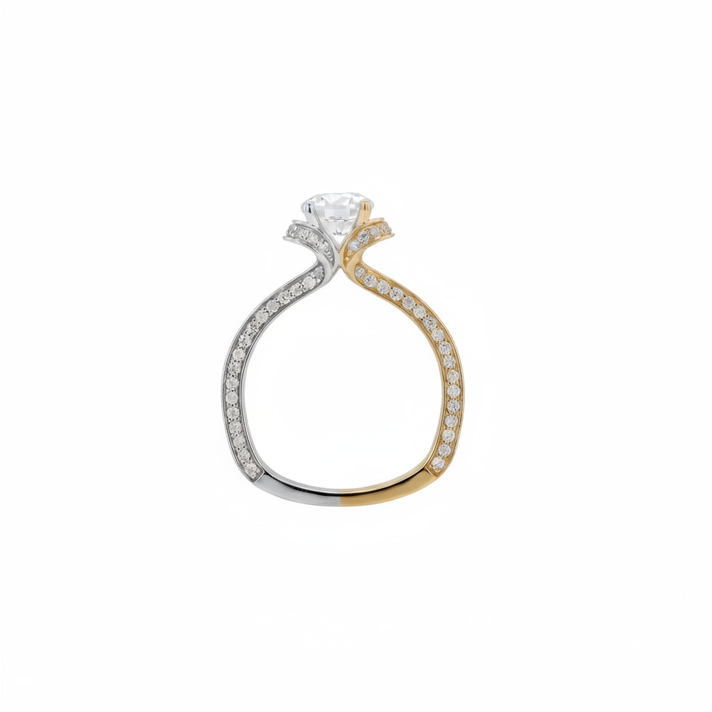 Dual Tone Embrace Solitaire Ring