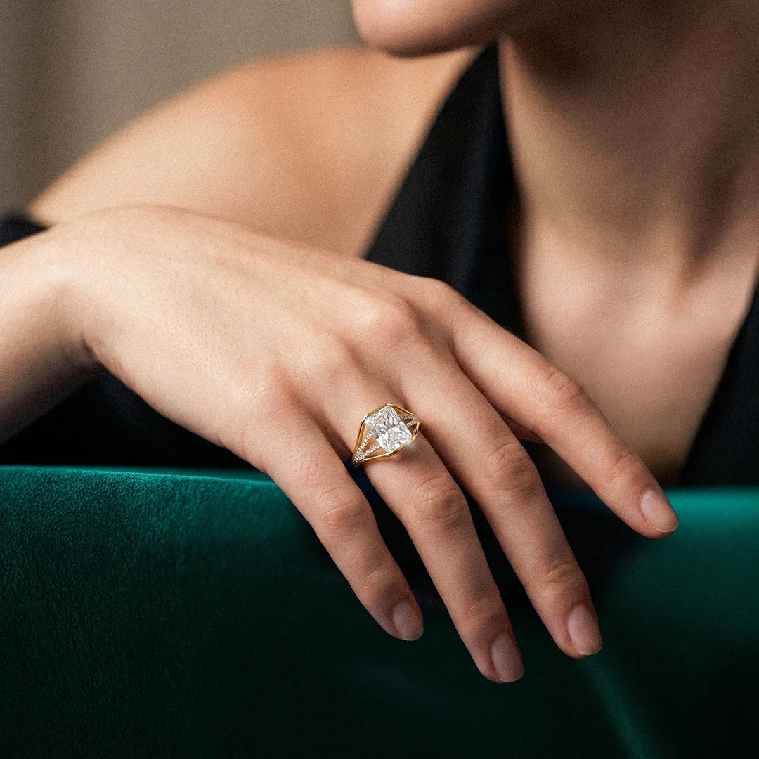 Cushion Split Solitaire Ring