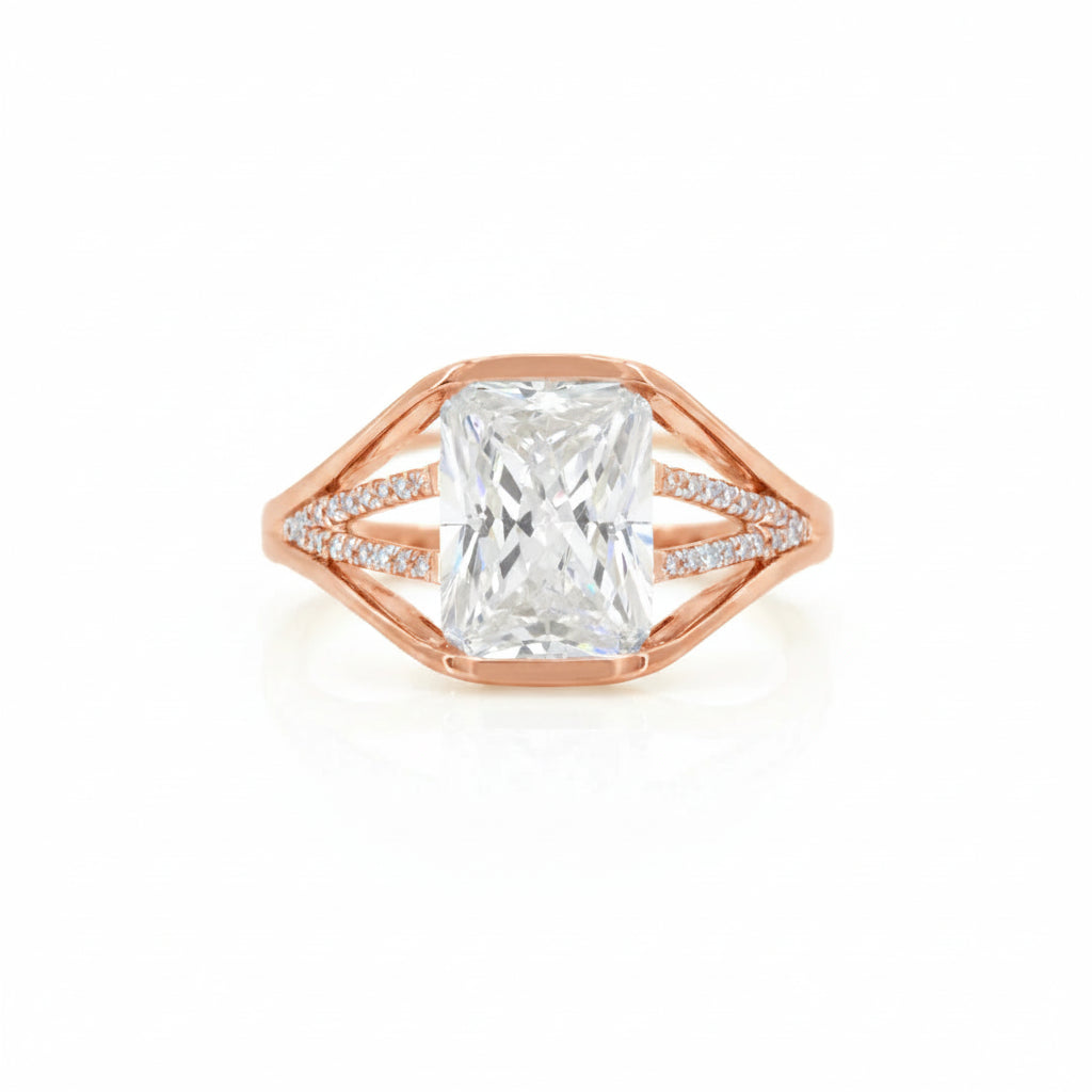 Cushion Split Solitaire Ring