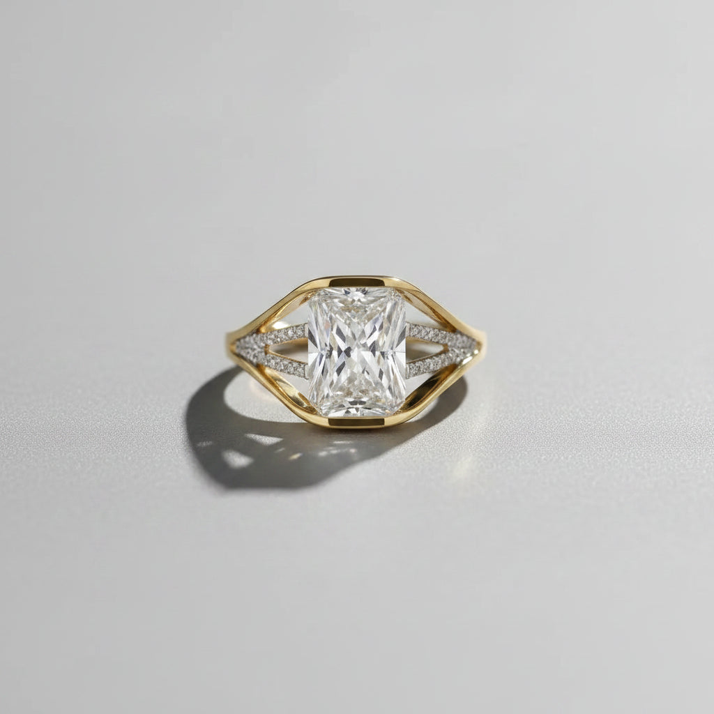 Cushion Split Solitaire Ring