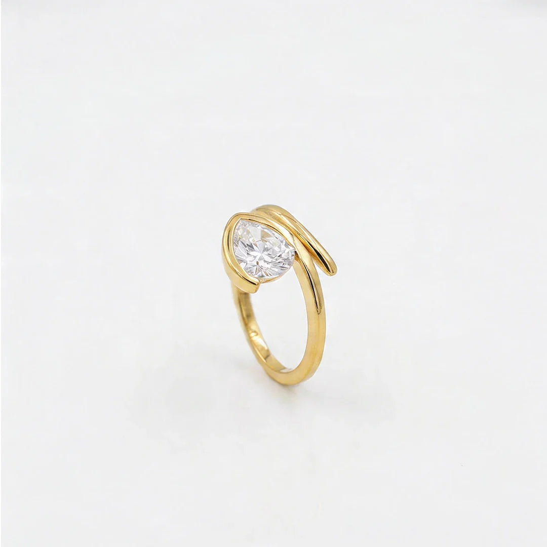 Pear Wrap Solitaire Ring