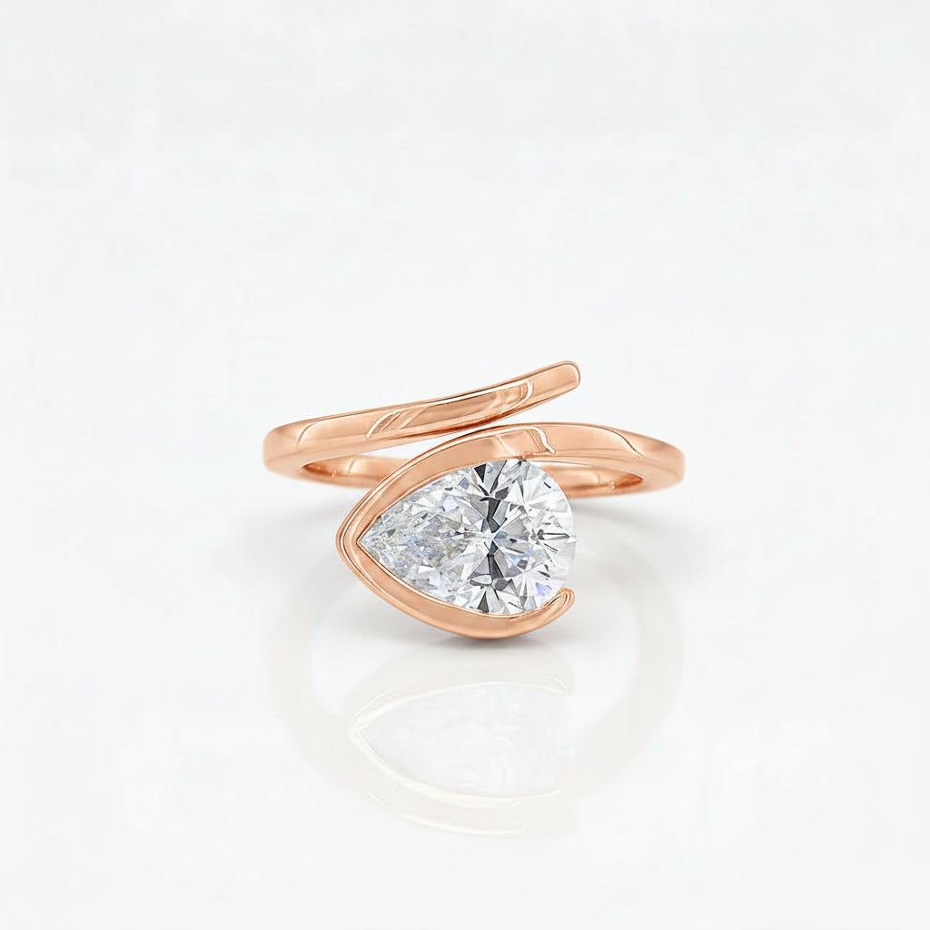 Pear Wrap Solitaire Ring