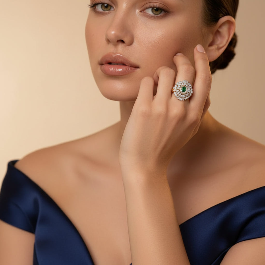 Oval Green Solara Bloom Ring