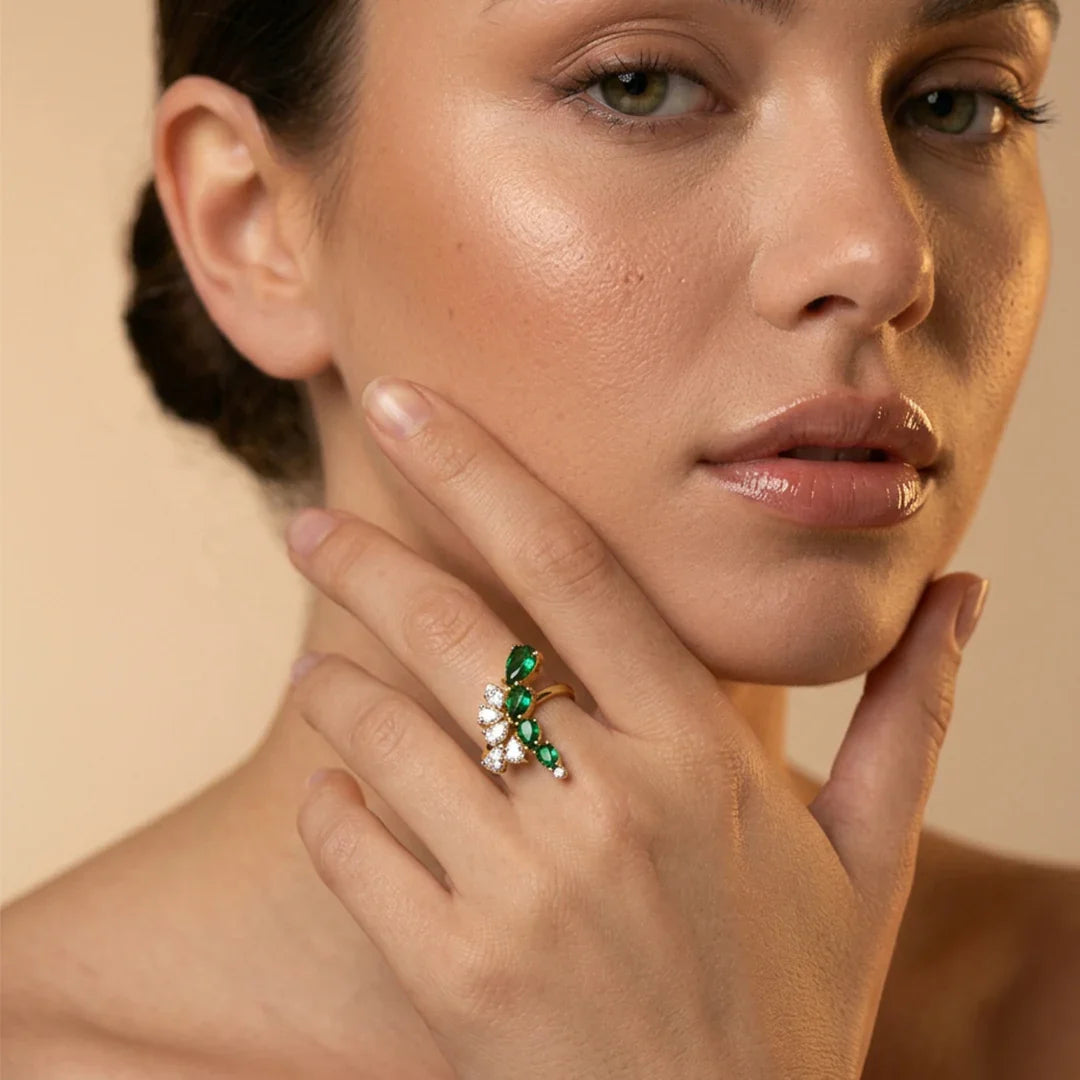 Verdelle Green Cluster Ring