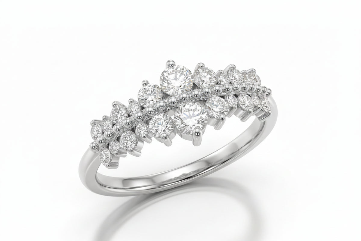 Gold Dual Row Cluster Ring