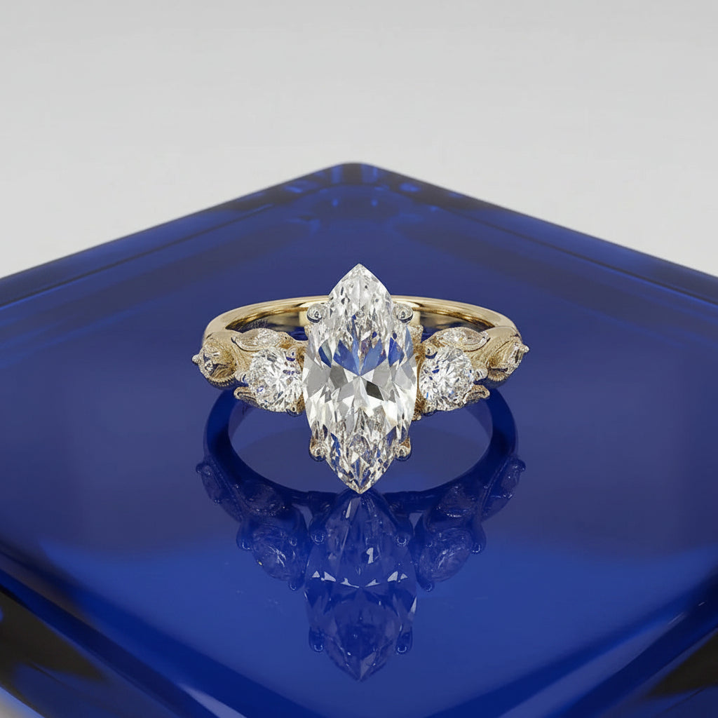 Marquise Crown Solitaire Ring