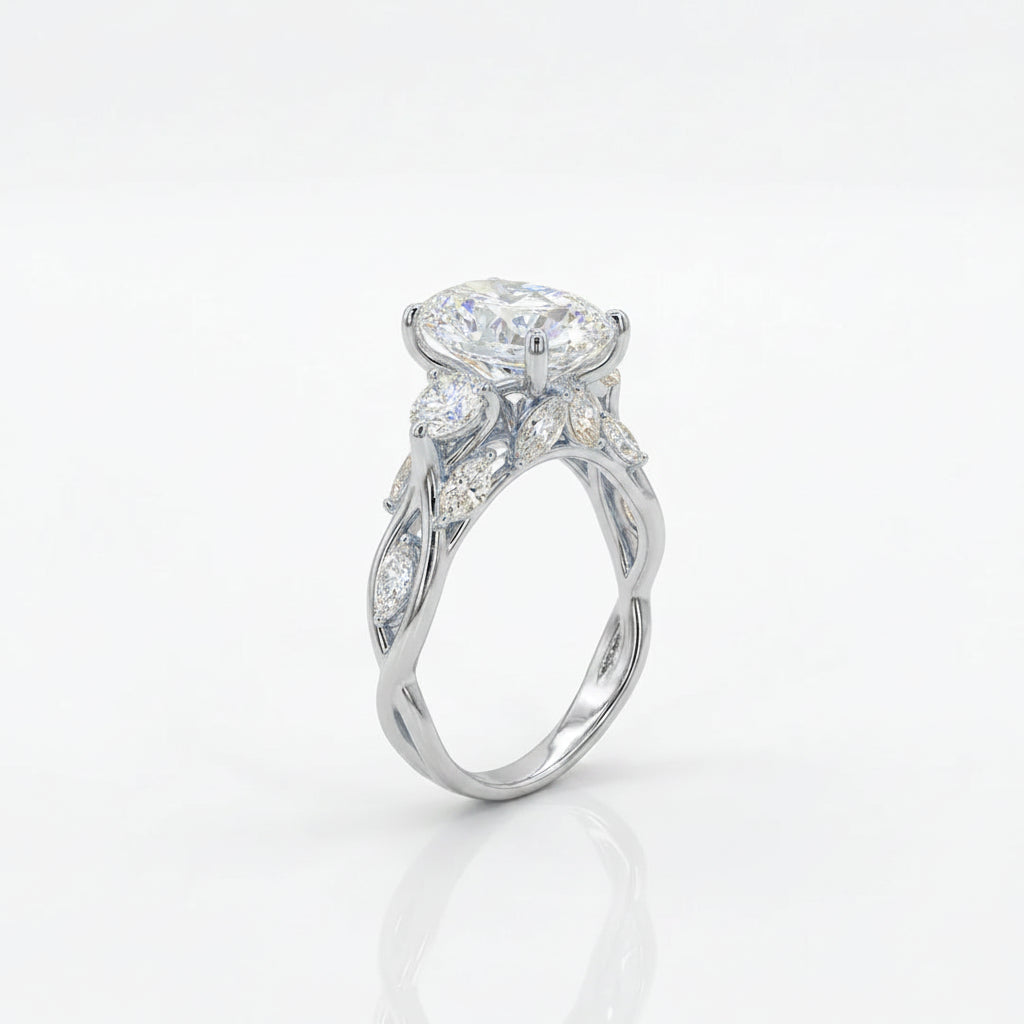 Oval Twist Solitaire Ring