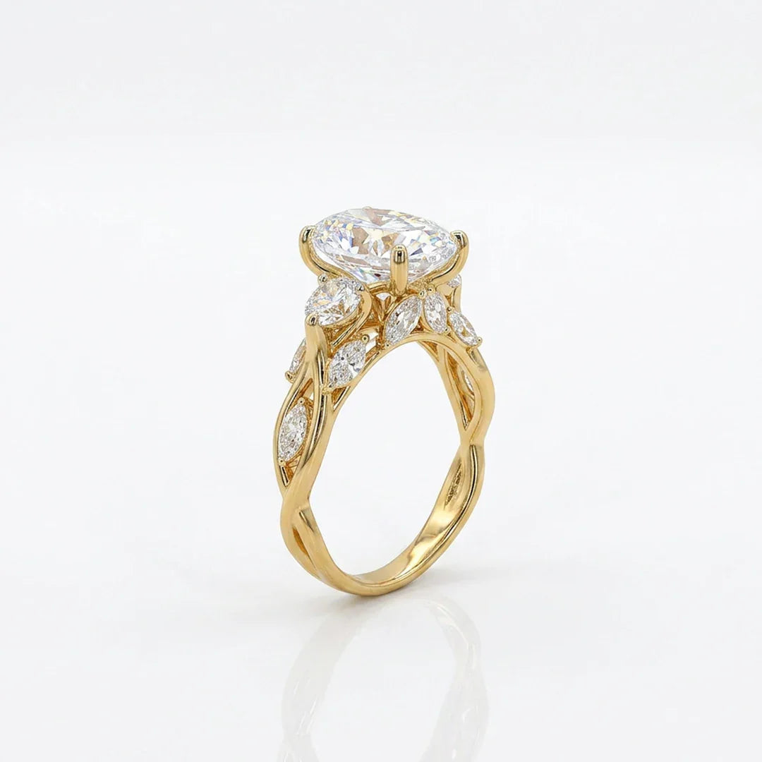 Oval Twist Solitaire Ring