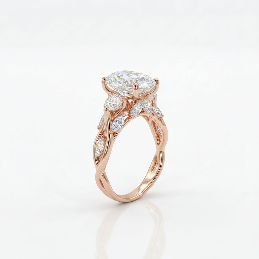 Oval Twist Solitaire Ring