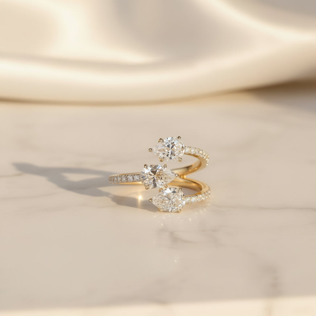 Gold Triple Pear Wrap Ring