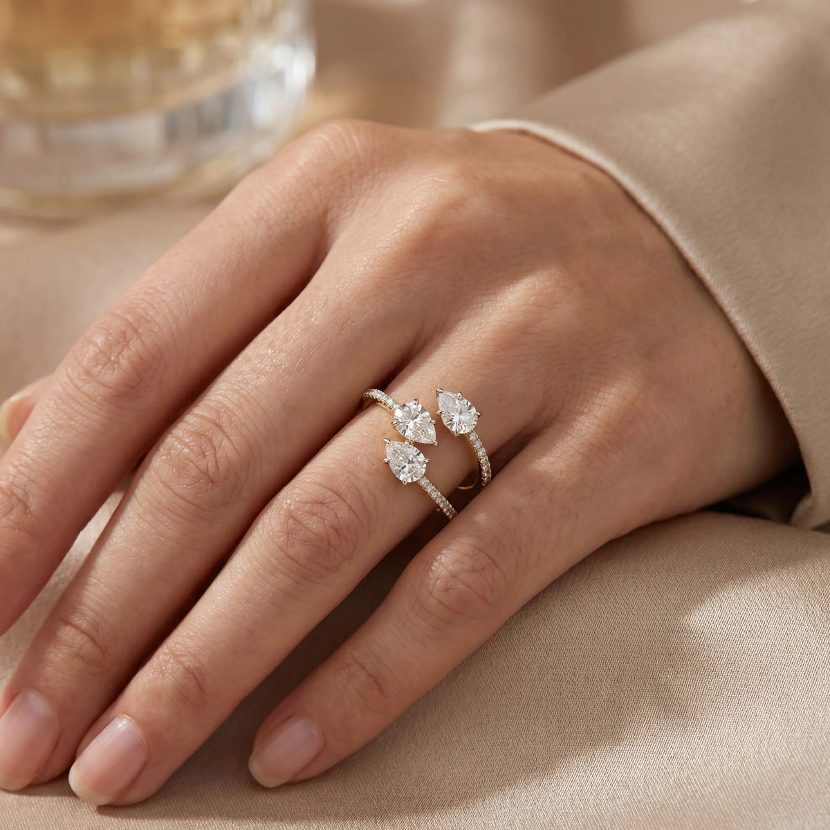Gold Triple Pear Wrap Ring