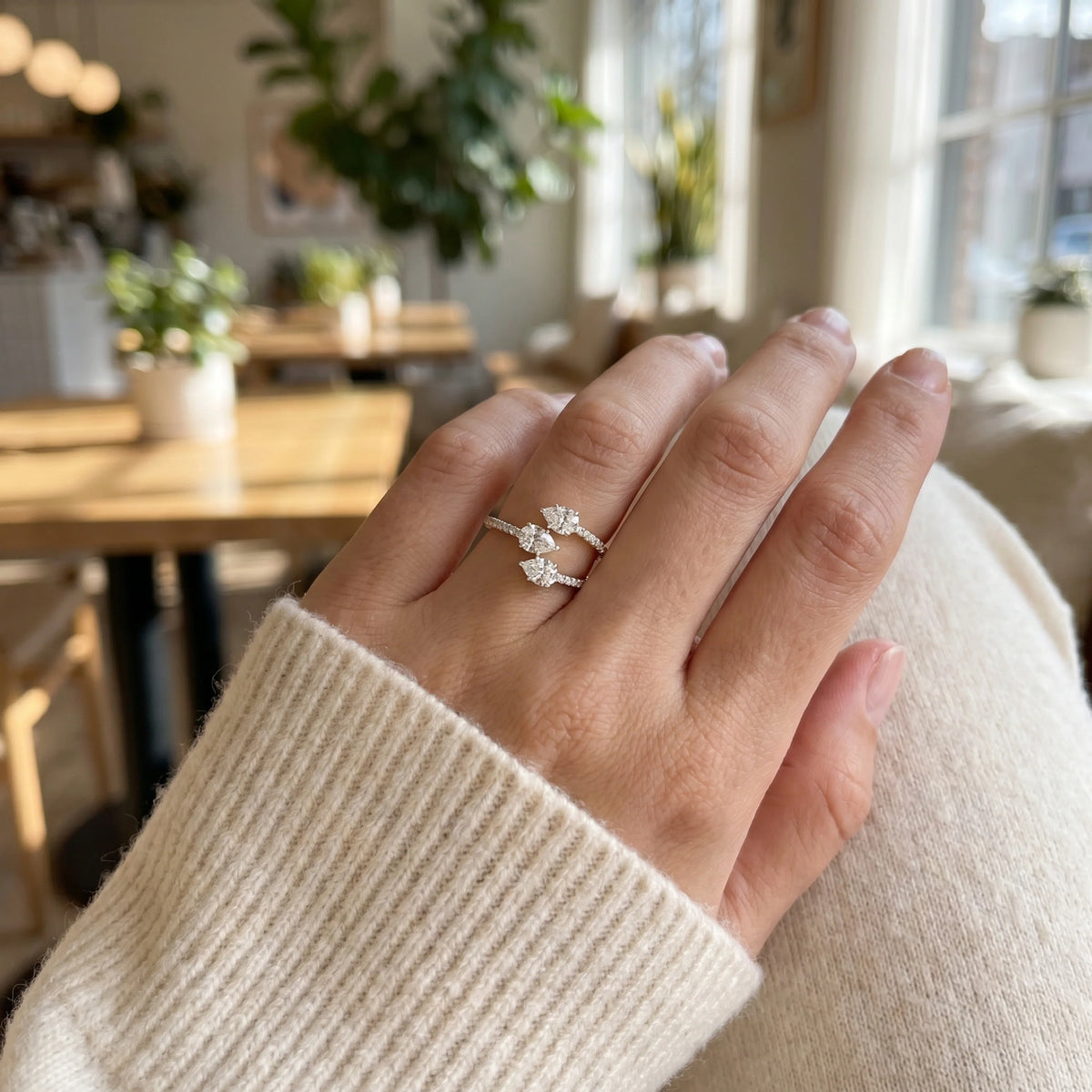 Gold Triple Pear Wrap Ring