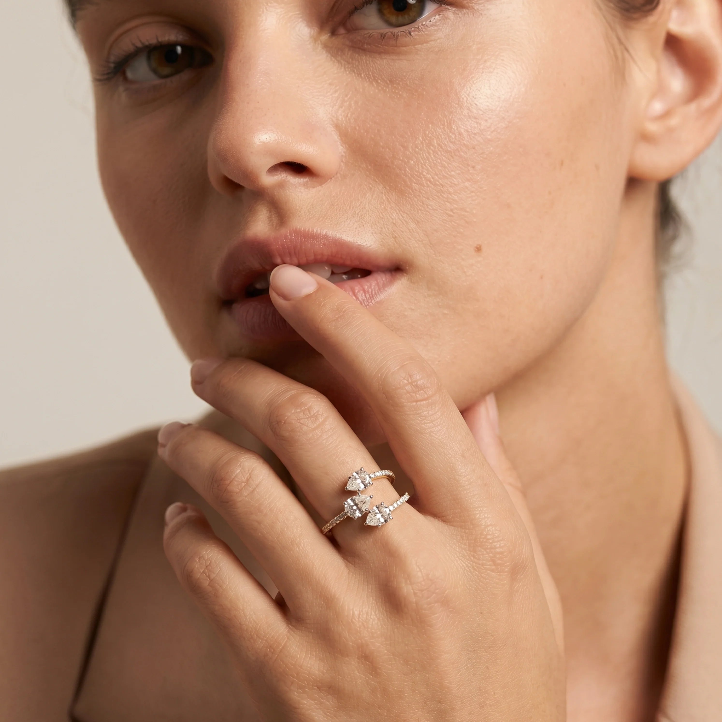 Gold Triple Pear Wrap Ring
