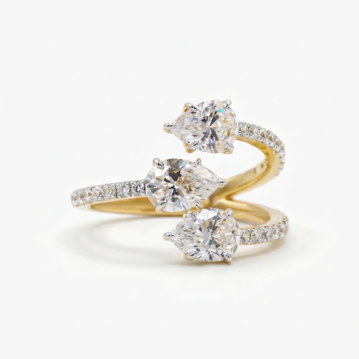 Gold Triple Pear Wrap Ring