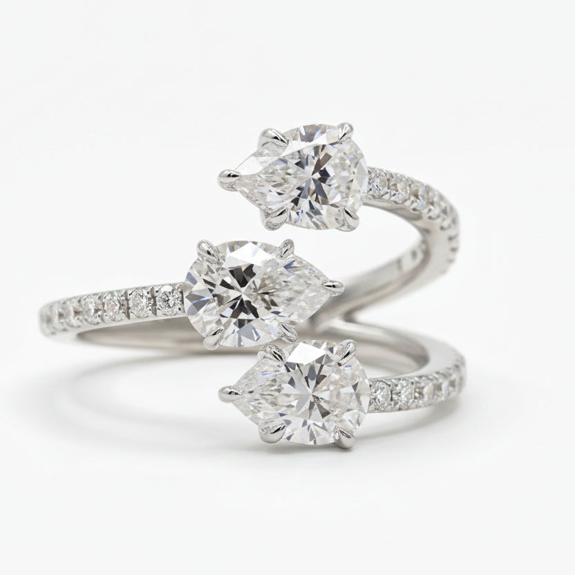 Gold Triple Pear Wrap Ring