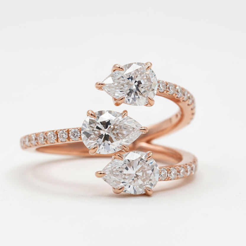 Gold Triple Pear Wrap Ring
