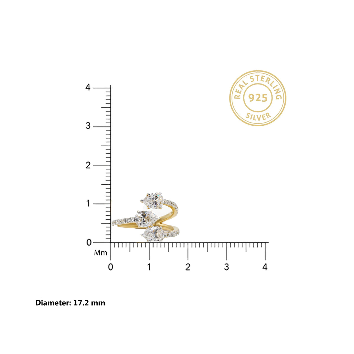Gold Triple Pear Wrap Ring